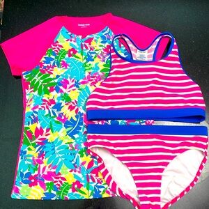 Girls Size 14 3 pc swimsuit Lands’ End. Great condition.